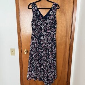 Size 14P Navy  with floral design in pink.